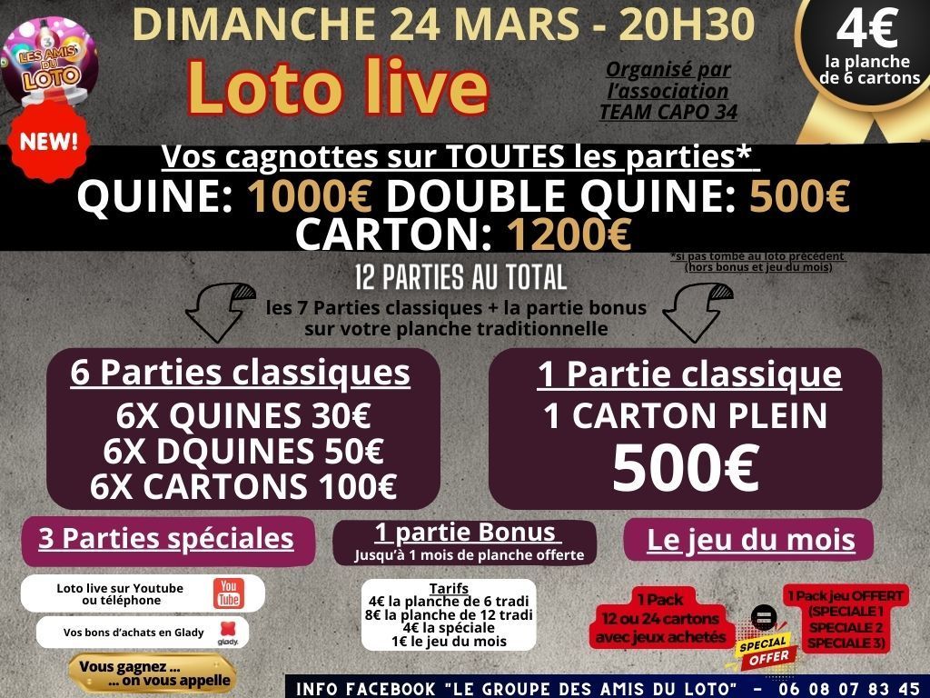 Les Amis du Loto Dates des lotos live